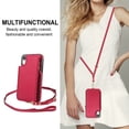 thumbnail image 2 of Wallet Case for Apple iPhone XR, with Crossbody Shoulder Strap & Hand Wrist Cards Holder Zipper Pocket Stand Feature Full Protective Shockpoof Phone Case for iPhone XR, Red, 2 of 7