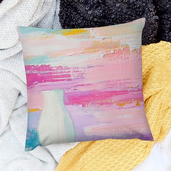 ZFLMY Throw Pillow Cover Paint Oil Paints Cover Abstract Print Multicolor Decorative Pillow Case Home Decor Pillowcase 18x18in