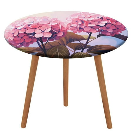 

Hydrangea Macrophylla (21) Round Fitted Tablecloth Elastic Table Cover Waterproof Dining for Indoor Outdoor Decor Table Cloth