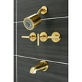 thumbnail image 2 of Kingston Brass KBX8137CML Manhattan Three-Handle Tub and Shower Faucet, Brushed Brass, 2 of 3