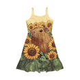 thumbnail image 3 of Uourmeti Girls Capybara Dresses Causal Spaghetti Straps Swing Dresses for Little Girls Soft A Line Midi Tiered Sundress Kids Cartoon Capybara Outfit for Summer, 3 of 6