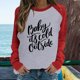 thumbnail image 1 of Puntoco Mujeres Primavera Patchwork Letra Impreso Manga Larga Cuello Redondo Casual Tee tops Puntoco Puntoco-5930, 1 of 6