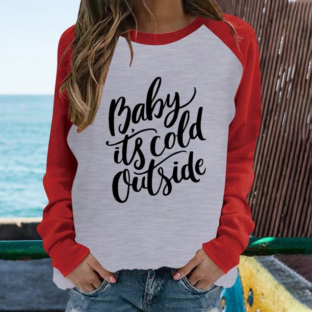 Puntoco Mujeres Primavera Patchwork Letra Impreso Manga Larga Cuello Redondo Casual Tee tops Puntoco Puntoco-5930