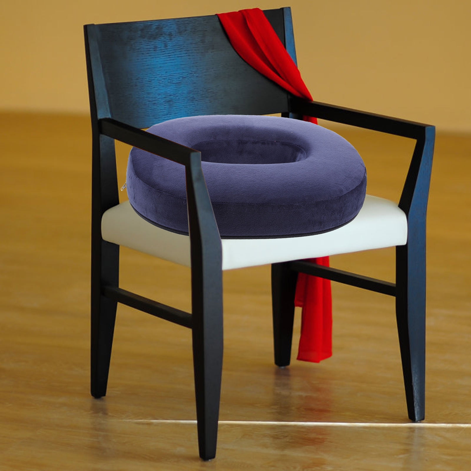 HOOWIFFY Plush Donut Seat Cushion in Dark for Office Chair Comfort and Support, Ergonomic Pad