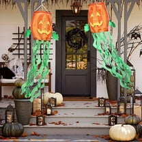Luxtrada 2 Pcs Halloween Pumpkin Jack-O'-Lantern 3D Windsock - Durable Outdoor Yard Hanging Decoration, 40 Inch
