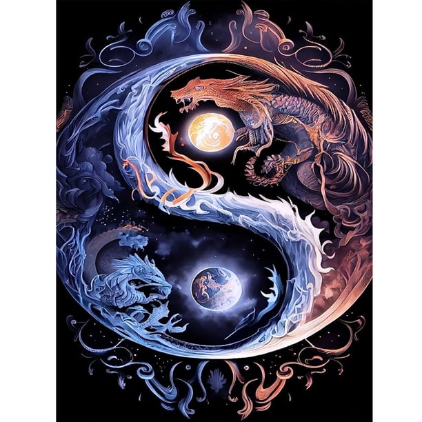 5D DIY Con Taladro Dragón Tai Chi Yin Yang 30x40cm