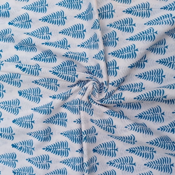 E-Tailor® Hand Block Printed Cotton Fabric by the Yard – 100% Pure Indian Cotton Floral Print Sewing Material for Quilting, Dressmaking, Apparel, DIY Crafts & Home Decor-1 Yard-Floral-Indigo