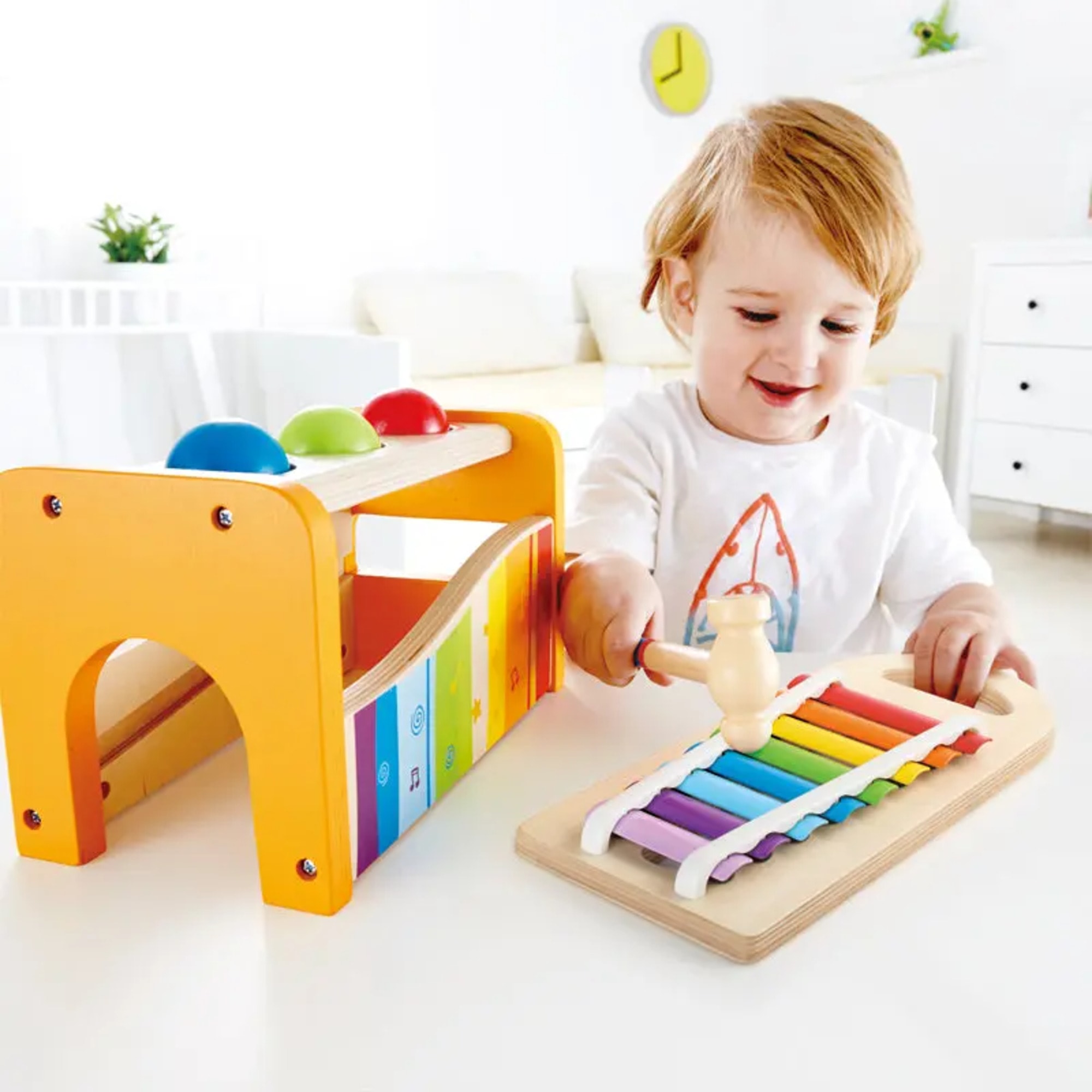 Hape Pound & Tap Bench with Slide Out Xylophone, Musical Toy for Toddlers - image 4 of 5