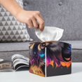 thumbnail image 6 of Sikiie Colorful Wolf Head Leather Tissue Box Cover Square, tissue box holder, Tissue Box with Bottom Belt-5.2”x5.2”x5.2”, 6 of 7