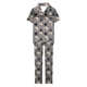 thumbnail image 5 of Pijama de manga corta con estampado fino y pantalones largos con solapa para mujer, top y pantalones de poliéster., 5 of 5