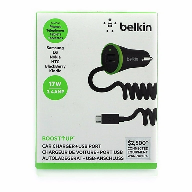 Belkin 3.4 Amp Boost Up Micro USB Car Charger w/ Extra USB Port 