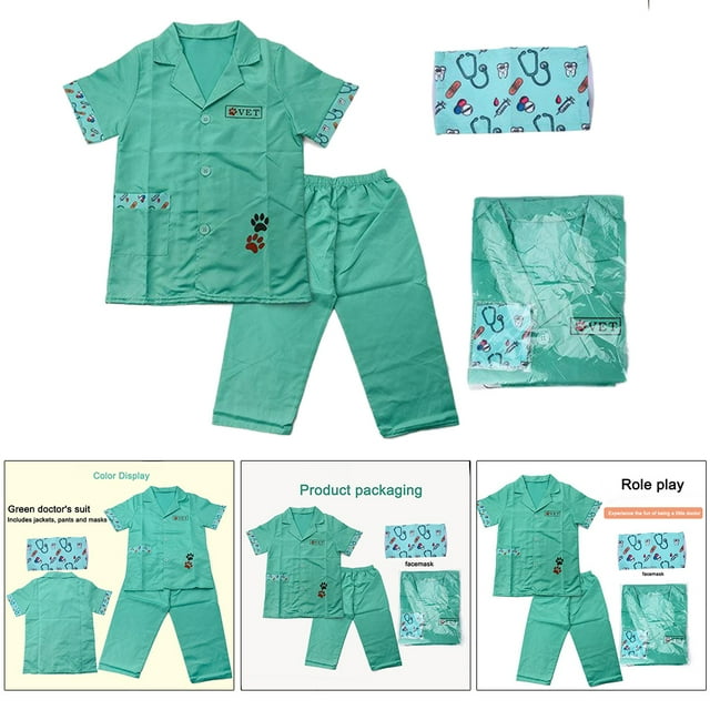 Up Doctor Juego de Roles Juguetes Disfraz para Niños Juguete de Simulación Regalo Niñas Niños 3 4 5 años Fiesta de Cumpleaños Jug Verde Macarena Disfraz de doctor para niños