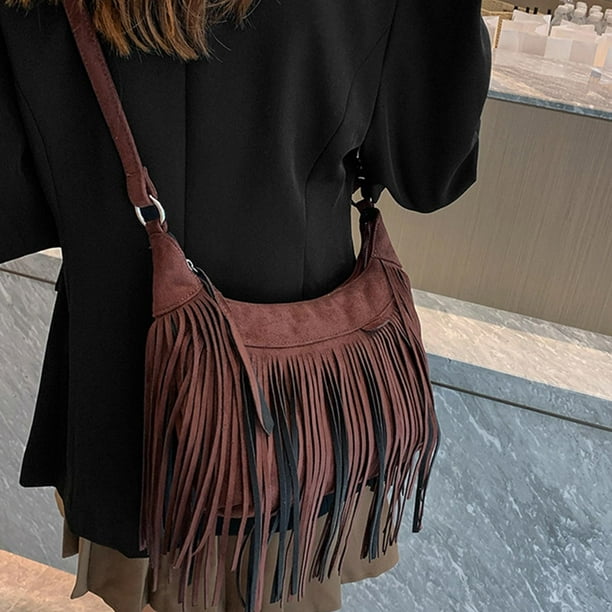 2x Shoulder Handbag Tassel Bags, Vintage Style Fashionable Tote