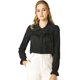 thumbnail image 1 of Blusa Camisa Tops Con Botones Manga Larga Puño Elástico Detalle De Volantes Para Mujeres Negro XS, 1 of 6