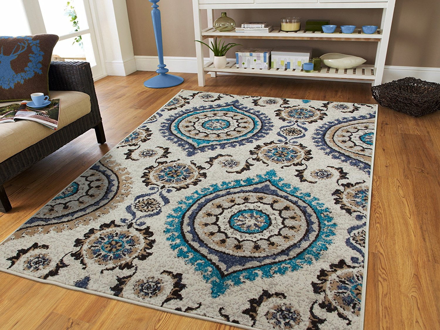 blue rugs for dining room