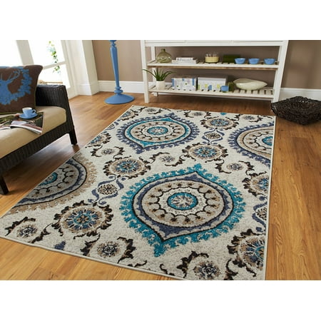 Century Rugs Luxurious Ctemporary Area Rugs Blue 8x10 Dining Room Rugs for Under the Table Gray Area RugsLarge