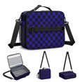 thumbnail image 4 of Blue and Black Checkered Pattern Insulated Lunch Bag with Shoulder Strap and Bottle Holder,Bento School Lunch Bag Box,11x9.5x3.5 Inches, 4 of 4