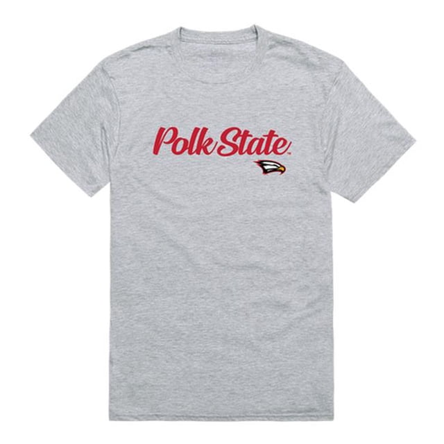 W Republic 554-362-HGY-01 Men Polk State Eagles Script T-Shirt, Heather Grey - Small
