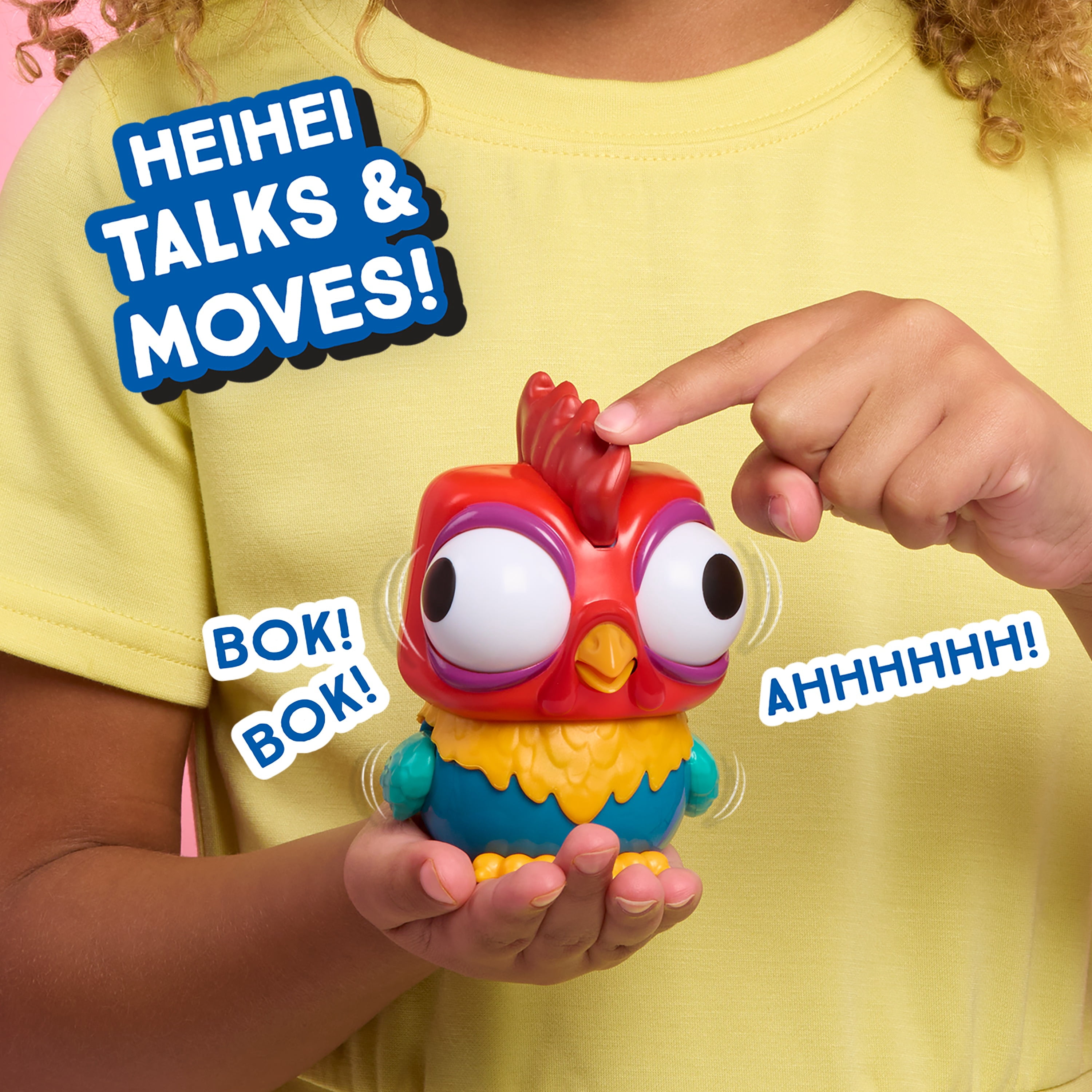 Disney Moana Many Moods Mini Heihei Interactive Toy, 4-Inch Heihei Figure with Sounds, Motion, and 40+ Reactions, Disney Toy by Just Play, Ages 3+