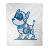 ASHLEIGH Throw Blanket 58x80 Inches Blue Technology Dog Robot Silver Angry Astronaut Automation Cartoon Character Warm Flannel Soft Blanket for Couch Sofa Bed