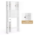 thumbnail image 4 of Noelse 71"H Over The Toilet Storage Cabinet, Reversible Left/Right Installation, 9 Shelves 5 Barn Doors, Adjustable Shelves & Toilet Paper Holder, White, 4 of 11