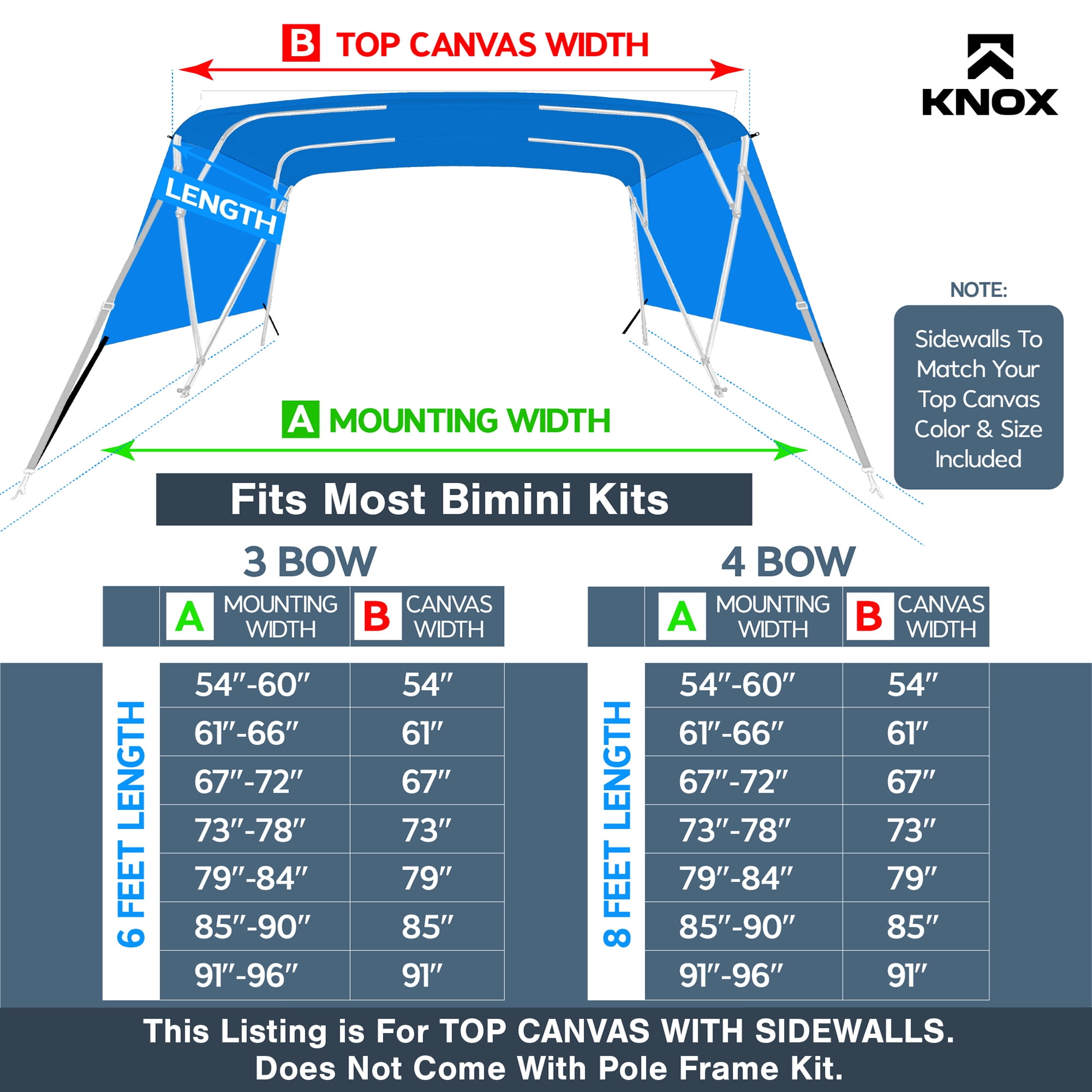 Knox - Brandclub - KNOX Universal 3 Bow Bimini Top