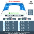 thumbnail image 2 of KNOX Universal 3 Bow Bimini Top Replacement Canvas & Detachable Sidewalls with Storage Boot, 600D Marine Grade Sun Shade Boat Canopy with Solid Side Blocks, No Frame, 61-66"W, Pacific Blue, 2 of 7