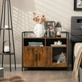 thumbnail image 3 of Gymax Large Litter Box Enclosure Cat Wooden Storage Cabinet with 2 Doors Coffee, 3 of 10