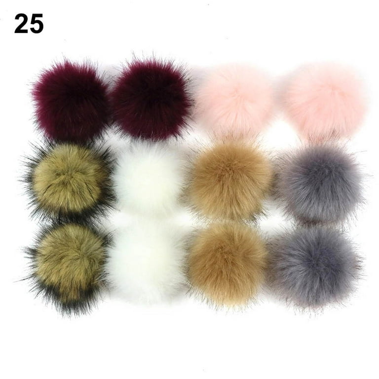 12Pcs Faux Fur Pom Poms for Hats, Fluffy Soft Fur Poms Balls