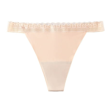 Mashaouyo Multi Size Ladies Thong Low Waist Hottie Lace Ice Silk Ladies T Pants Panties for Women