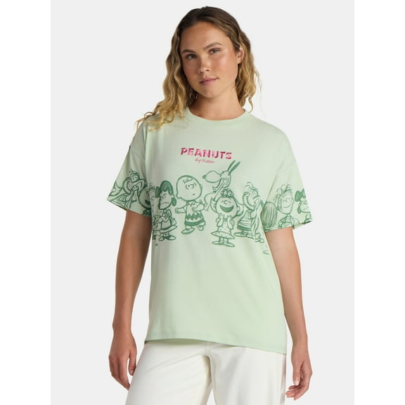 Peanuts Women's Charlie Brown and Friends Graphic Tee with Short Sleeves, Sizes XXS-2XL