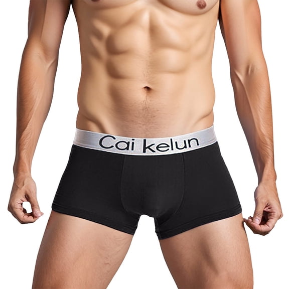 Xijirk Mens Underwear,Boxer Shorts Underwear Four Corner Trunks Breathable Comfortable Stylish Design Young Fashion Ideal Everyday Wear,Men's Underwear,Black,L