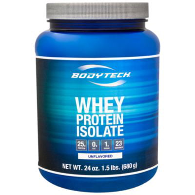 BodyTech Whey Protein Isolate Powder  With 25 Grams of Protein per Serving  BCAA's  Ideal for PostWorkout Muscle Building  Growth, Contains Milk  Soy  Unflavored (1.5