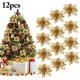 thumbnail image 1 of Outgeek Decoraciones para árboles de Navidad, 12 Piezas Juego de Adornos para árboles de Navidad Deco Flores navideñas Artificiales con Purpurina para Decoraciones navideñas para Fiestas de Bodas, 1 of 4