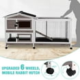 thumbnail image 5 of Aivituvin 62" Rabbit Hutch with Chew-Proof Ramp & Waterproof Roof - Indoor/Outdoor Bunny Cage, 2-Story Design, 6 Lockable Caster Wheels & Dual Pull-Out Trays (Brown), 5 of 10