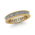 thumbnail image 2 of Natural 3.75Ct Princess Cut Diamond Channel Set Milgrain Women's Anniversary Wedding Eternity Band Ring Solid 10k Yellow Gold G-H I1, 2 of 3