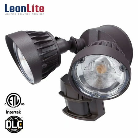 LEONLITE 30W Dual-Head Motion Activated LED Security Light with Photocell, 3300lm Waterproof Outdoor Flood Light, 5000K Daylight,