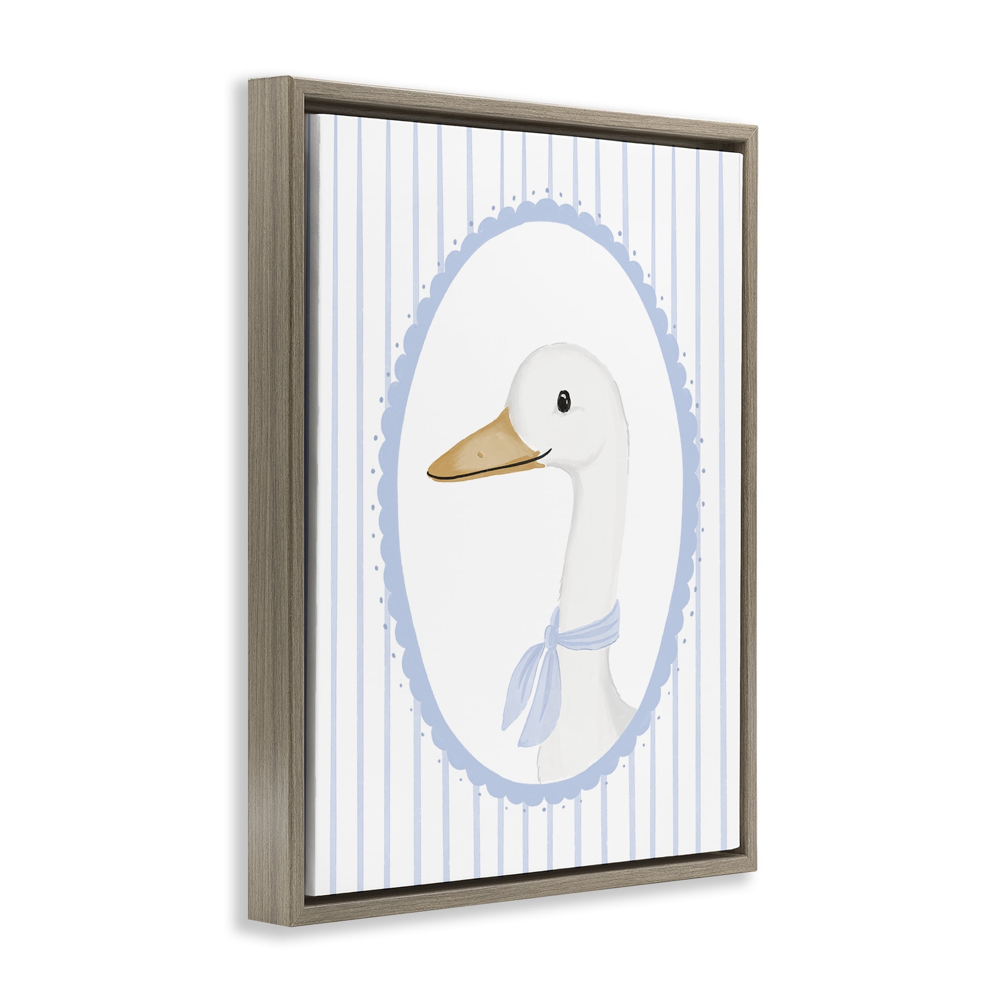 Stupell Industries Dainty Bordered Duck Brown Framed Floater Canvas Wall Art, design by Cherrywood Lane