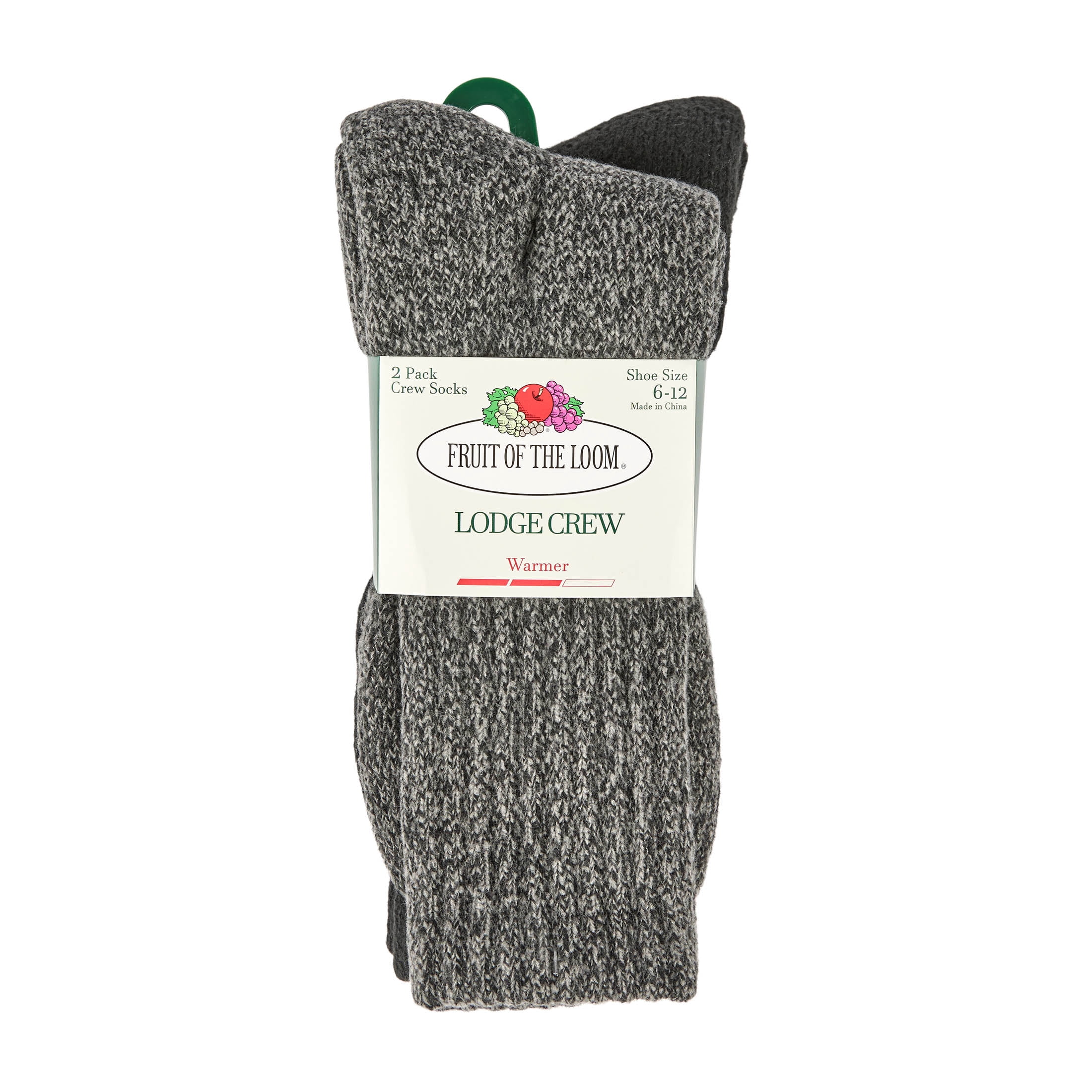 Fruit of the Loom Thermal Men's Crew Socks, Sizes 6-12, 2-Pack
