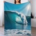 thumbnail image 4 of NIANHE Wave ocean beach blanket, comfortable and soft, warm casual blanket, printed design, winter sofa dormitory home decoration, must-have travel product. Size is 50x60 inches., 4 of 9