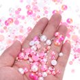 thumbnail image 4 of Uxcell 30g Mix Pearls and Rhinestones 3-10mm Resin Flatback Pearls Rhinestones and Half Pearls Pink White, 4 of 6