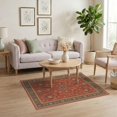 thumbnail image 3 of ODIKA 4'x6' Washable Area Rug Rich Red Floral Medallion Design Intricate Border with Classic Motifs for Home Office, Under Desk, Non-Slip Chair-Friendly, Flatwoven, 3 of 7