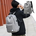 thumbnail image 1 of Mochila de tela Oxford de gran capacidad con puerto de carga USB, orificio para auriculares, resistente al agua, bolsa casual para escuela y viaje para hombres y mujeres, 1 of 6