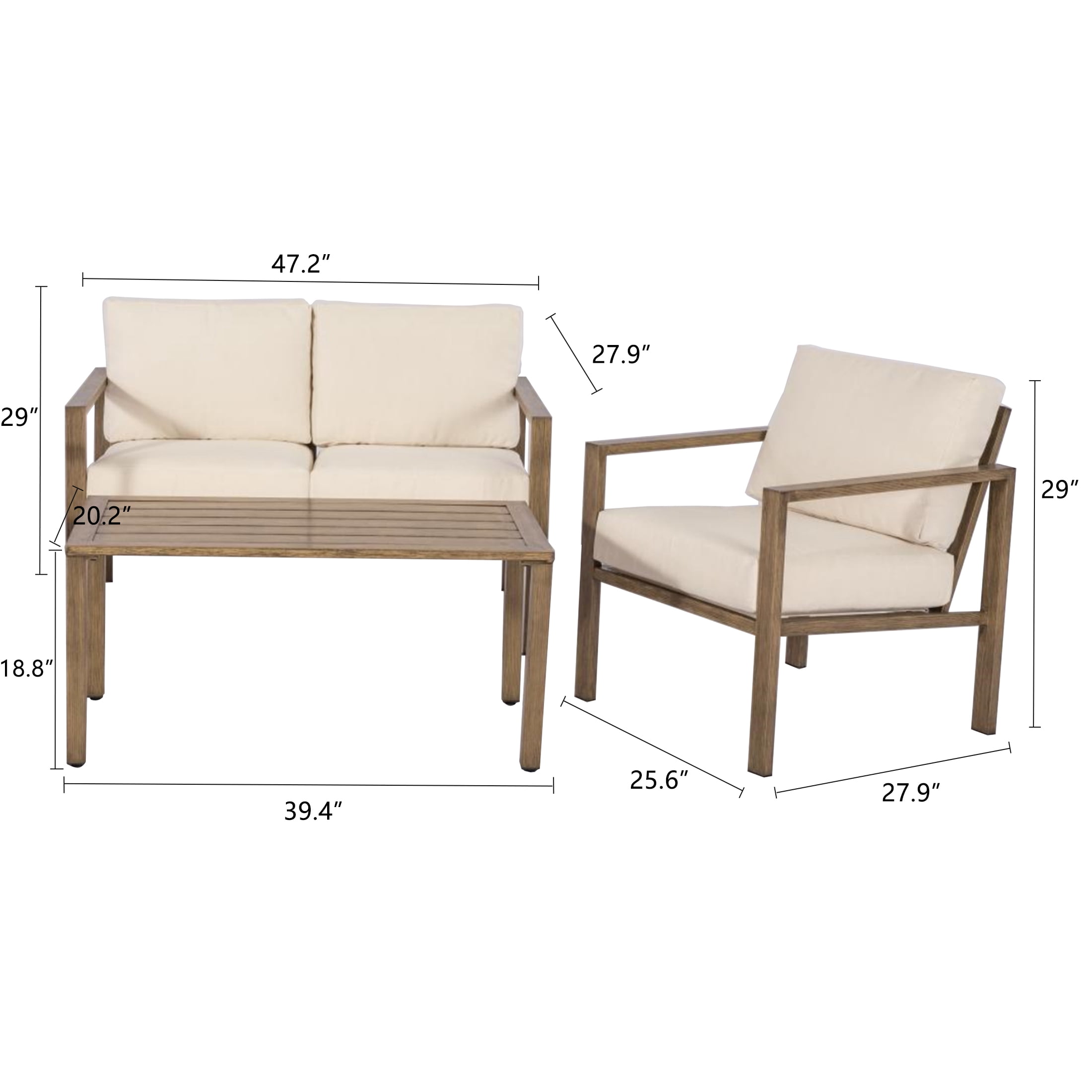 Mainstays Dashwood 4-Piece Outdoor Conversation Set, Seats 4, Beige