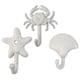thumbnail image 1 of Set Of 3 Starfish Seashell Crab Cast Iron Decorative Wall Hooks Coats Towels Hooks Beach Ocean Theme Metal Hooks, 1 of 5