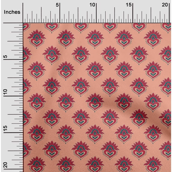 oneOone Cotton Poplin Fabric Floral Block Print Sewing Fabric BTY 56 Inch Wide