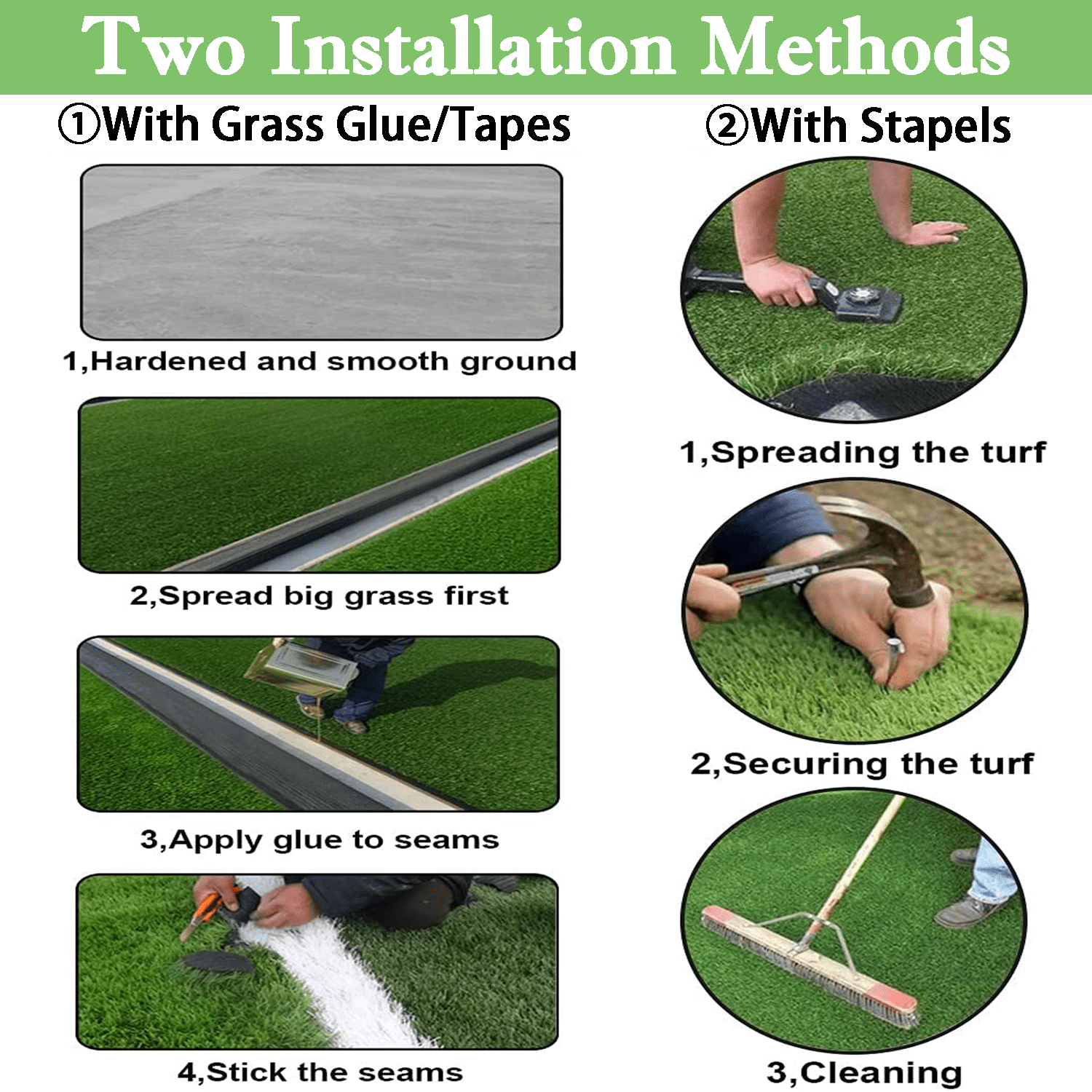 Qunbio Realistic Thick 3.3ft x 32.8ft Artificial Grass Turf, Faux Lawn Grass Rug for Indoor/Outdoor, Synthetic Landscape Fake Grass Mat