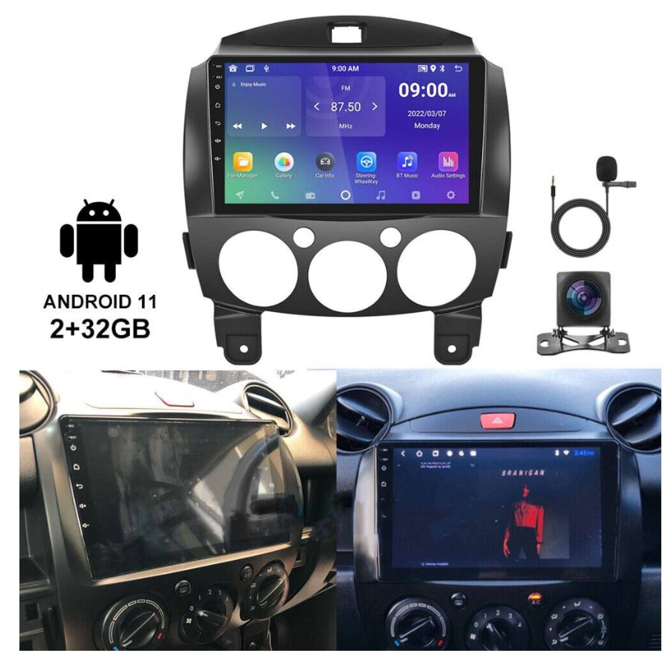 2+32G] Android 12 Car Stereo for Mazda 2 2007-2014 with Apple Carplay&Android Auto,9 Touch Screen Car Radio with GPS WiFi Bluetooth FM/RDS Radio SWC Dual USB/AUX-in+Backup Camera - Walmart.com