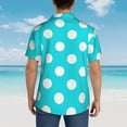 thumbnail image 4 of Fuzoiu Aqua And White Polka Dot Print Hawaiian Shirt for Men, Summer Beach Casual Short Sleeve Button Down Shirts, Men’s Beach Summer Shirts with Pocket,X-Large, 4 of 7