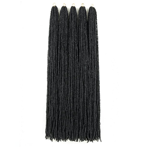 GUOHUI Micro Faux Locs pelo de ganchillo 36 pulgadas 5 paquetes de color negro azabache DIY trenzas estilos rectos (36 pulgadas 1)